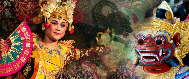 Traditional Indonesian Dancer and Mask